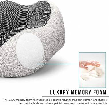 Γκρι Μαξιλάρι ταξιδιου memory foam + ωτοασπίδες + μάσκα ύπνου